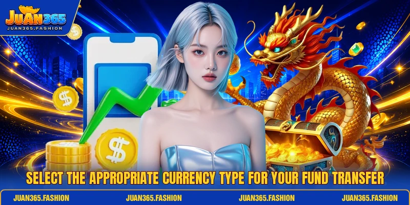 Select the appropriate currency type for your fund transfer